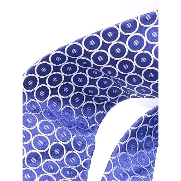 BCBG Attitude Mens Silk Tie Blue & White Circle Pattern - Picture 10 of 14